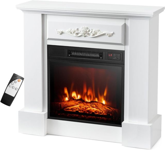 ARLIME 1400W 32 Inches Electric Fireplace with Mantel, 3D Flame Effect, Remote Control, Thermostat, 6H Timer, Overheat Protection