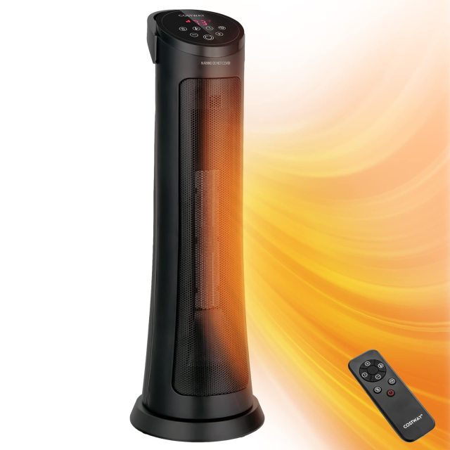 ARLIME Space Heater for Indoor Use, 1500W PTC Ceramic Heater w/ 60° Oscillation, 3 Modes, 24H Timer