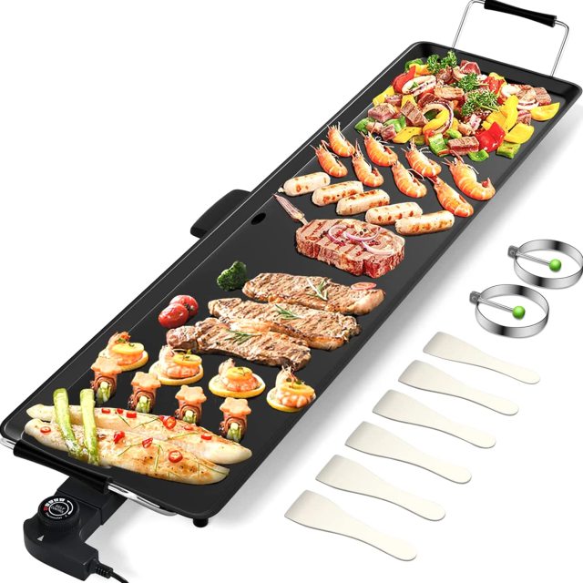 ARLIME Nonstick Large Electric Griddle, 35" Teppanyaki Grill BBQ with Adjustable Temperature & Drip Tray