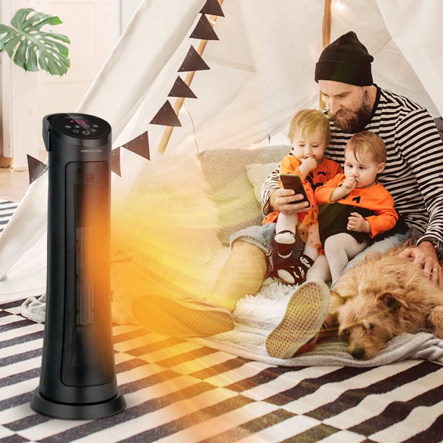 ARLIME Space Heater for Indoor Use, 1500W PTC Ceramic Heater w/ 60° Oscillation, 3 Modes, 24H Timer