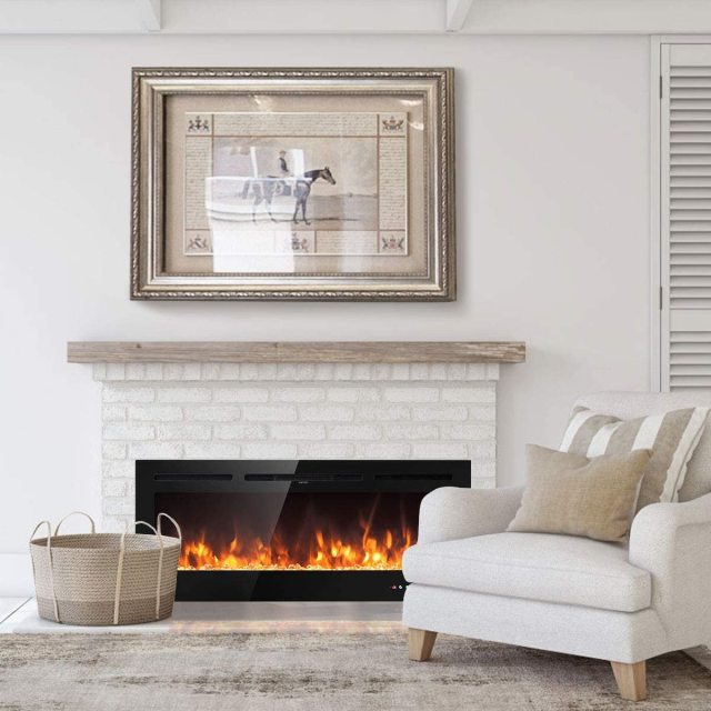 ARLIME 50” Recessed Electric Fireplace 750W/1500W Wall Mounted & in Wall