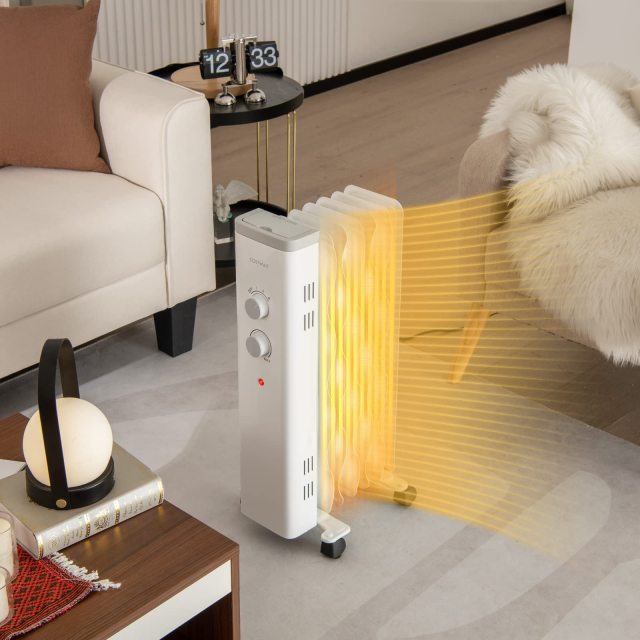 ARLIME 1500W Oil Filled Radiator Heater, Electric Oil Radiant Heater w/Universal Wheels, 3-Level Heat