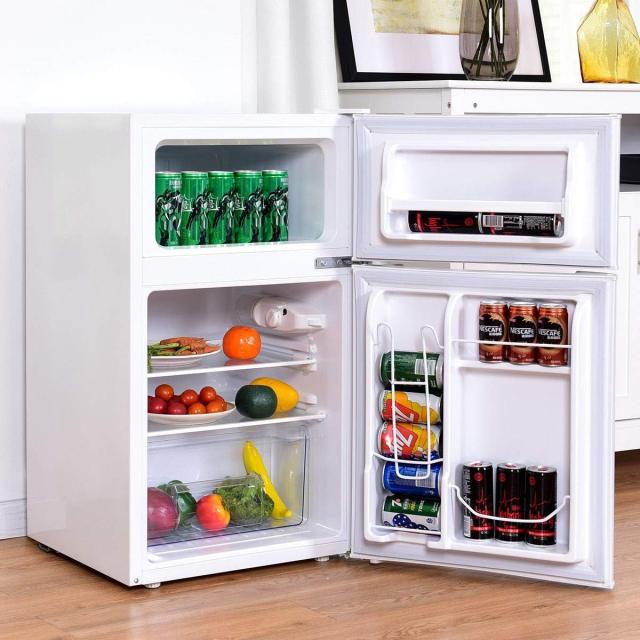 ARLIME Mini Fridge with Freezer, 3.2 Cu. Ft w/Double Reversible Door, Removable Glass Shelves, Adjustable Thermostat