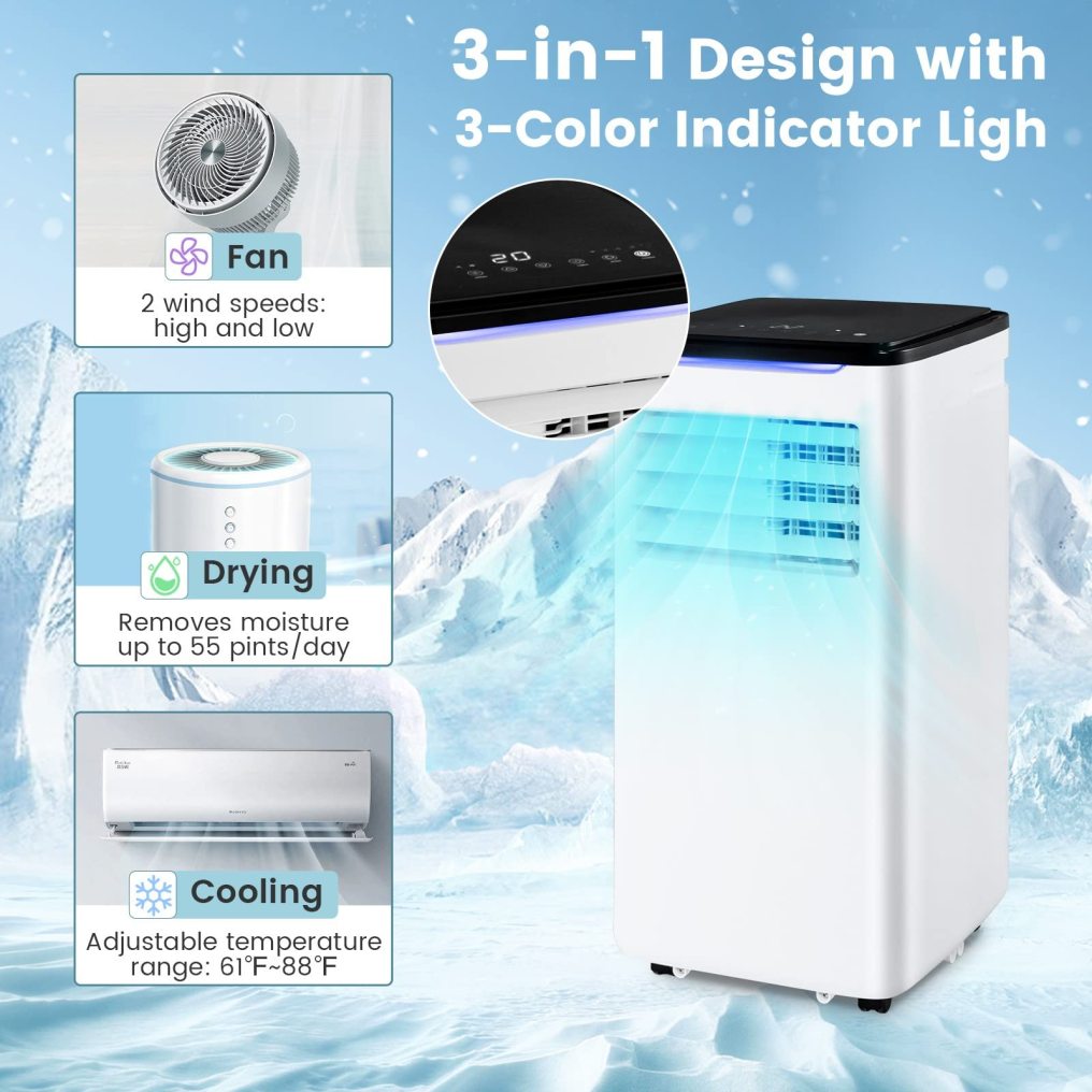ARLIME 10000 BTU Portable Air Conditioner with Cool, Fan, Dry & Sleep Mode, Timer, Remote Control & Window Vent Kit