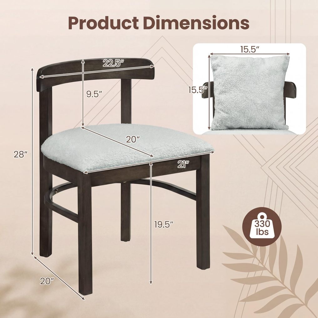 Arlime Upholstered Wood Dining Chairs Set of 2/4 | Farmhouse Fabric Armless Kitchen Seats with Curved Back