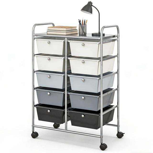 Arlime 10 Drawer Rolling Storage Cart Mobile Utility Cart