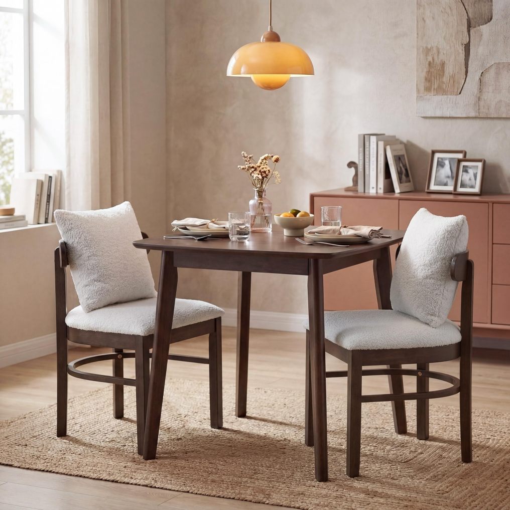 Arlime Upholstered Wood Dining Chairs Set of 2/4 | Farmhouse Fabric Armless Kitchen Seats with Curved Back