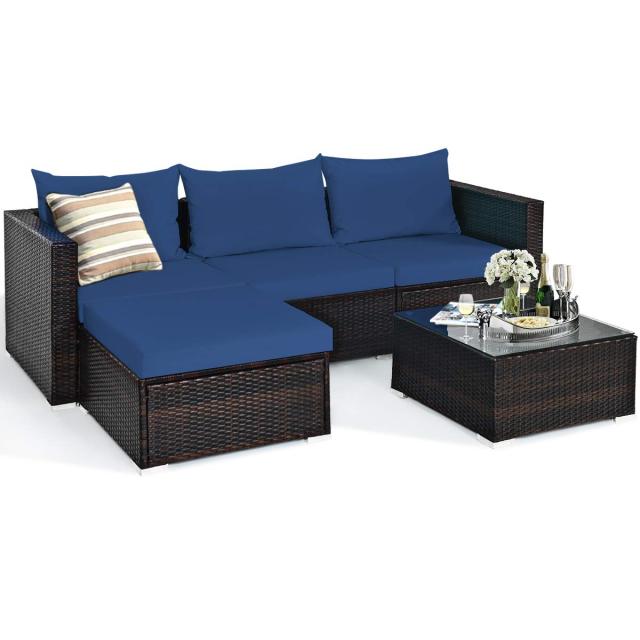 5-Piece Outdoor Patio Furniture Set with Coffee Table