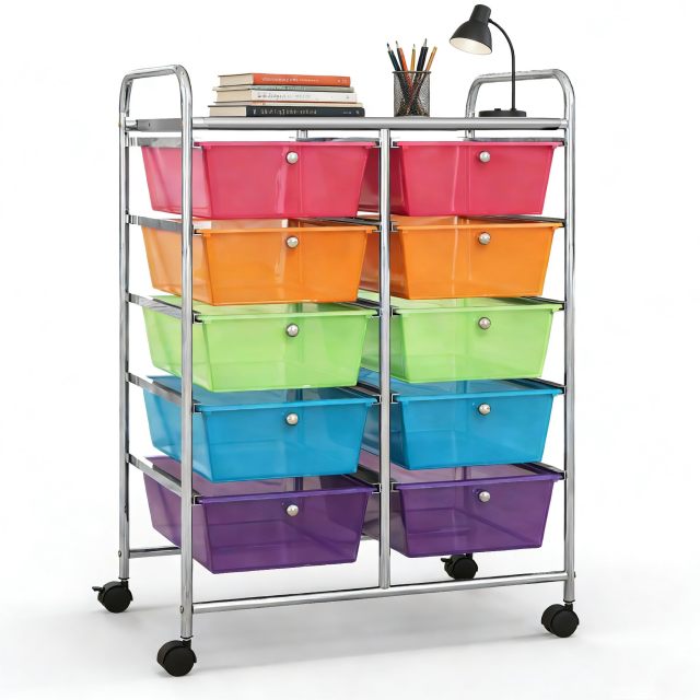 Arlime 10 Drawer Rolling Storage Cart Mobile Utility Cart