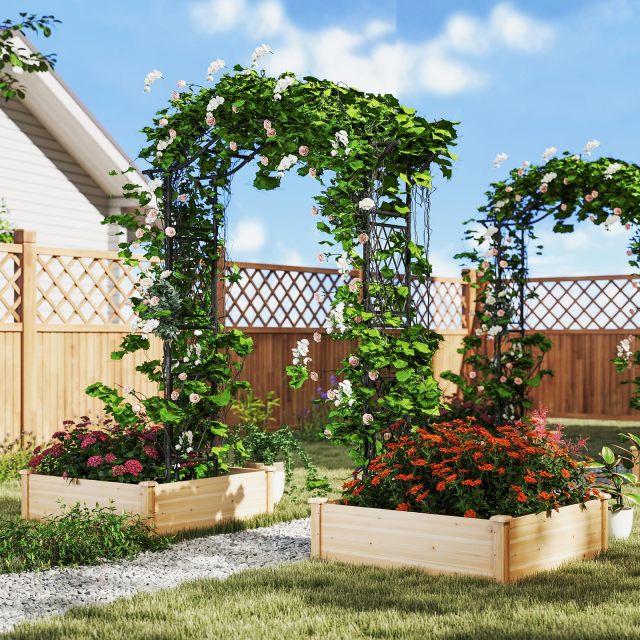 Garden Arch Trellis for Climbing Plants 67" L x 83" H Metal Garden Arch Arbor Trellis