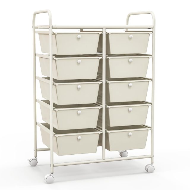 Arlime 10 Drawer Rolling Storage Cart Mobile Utility Cart