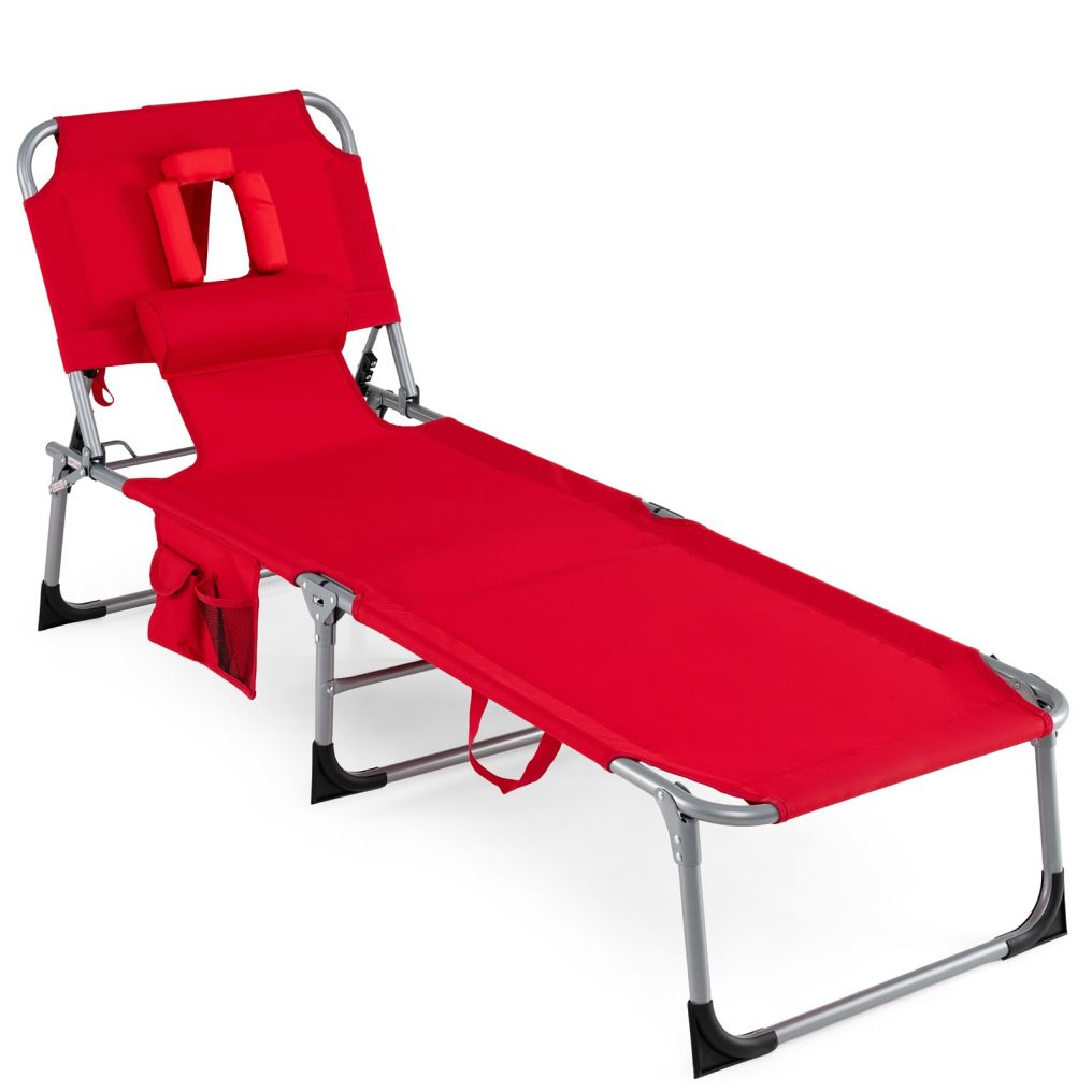 Arlime Tanning Chair with Face Hole Folding Beach Lounge Chair