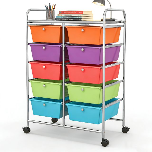 Arlime 10 Drawer Rolling Storage Cart Mobile Utility Cart
