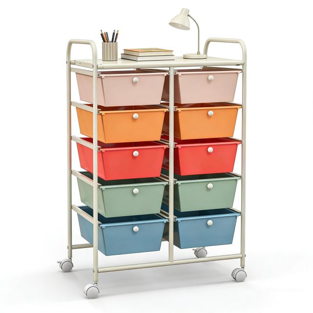 Arlime 10 Drawer Rolling Storage Cart Mobile Utility Cart
