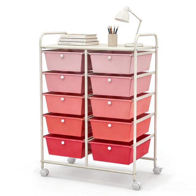 Arlime 10 Drawer Rolling Storage Cart Mobile Utility Cart