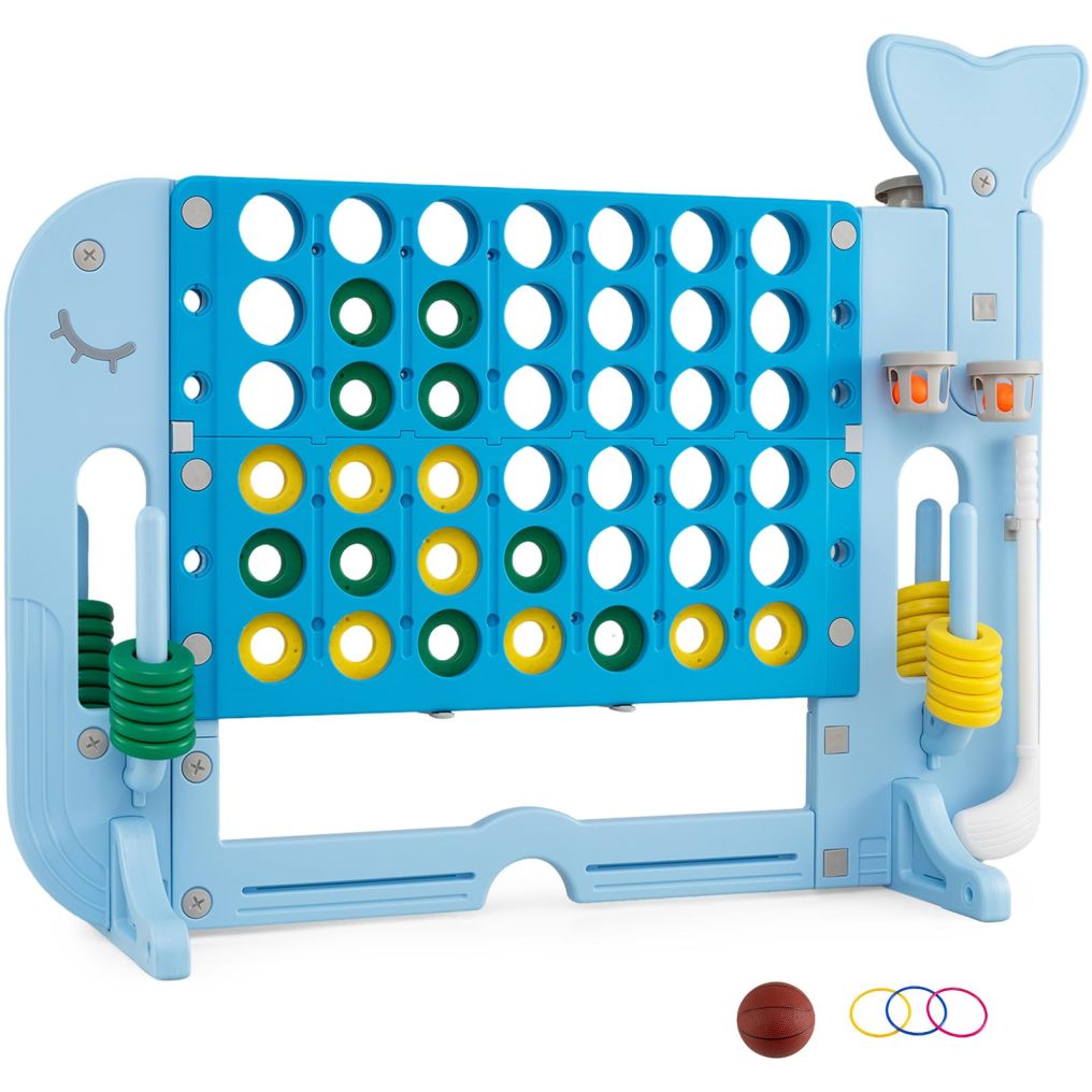 Giant 4-in-a-Row Game Set for Kids and Adults w/ 3 Adjustable Heights