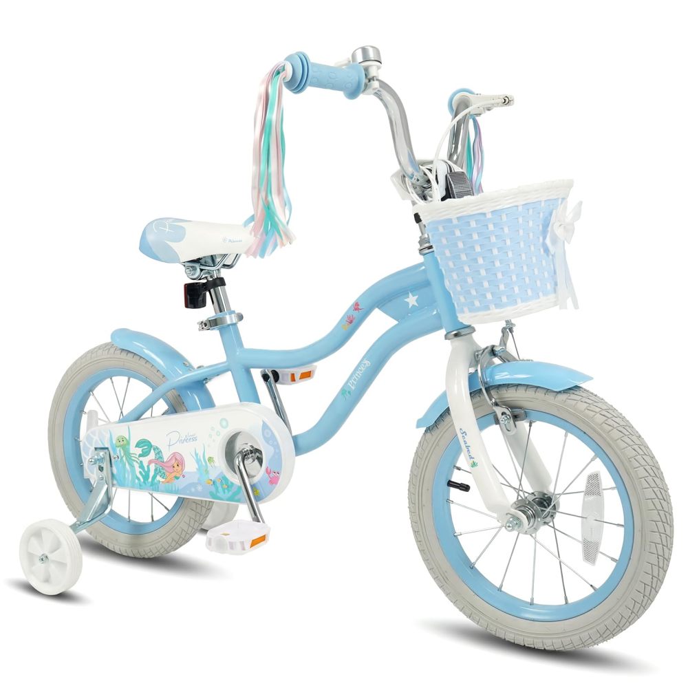 Arlime 12/14/16/18/20 Inch Mermaid Kids Bike Removable Training Wheels