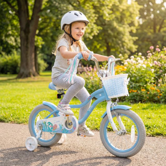 Arlime 12/14/16/18/20 Inch Mermaid Kids Bike Removable Training Wheels