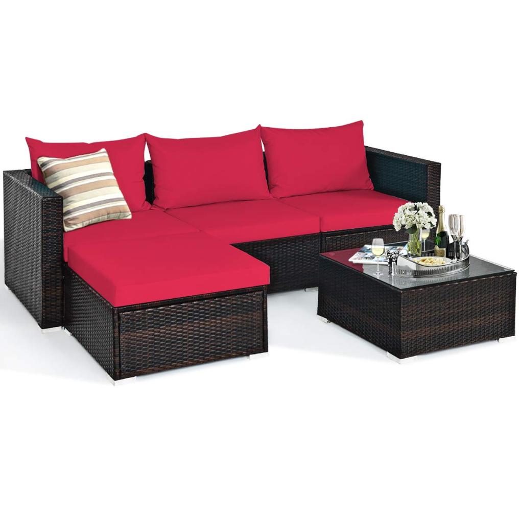 5-Piece Outdoor Patio Furniture Set with Coffee Table