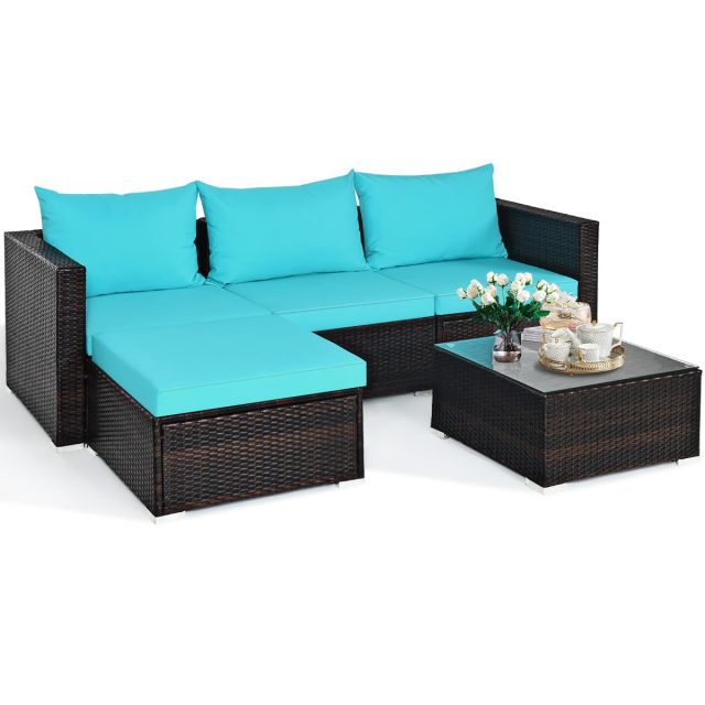 5-Piece Outdoor Patio Furniture Set with Coffee Table