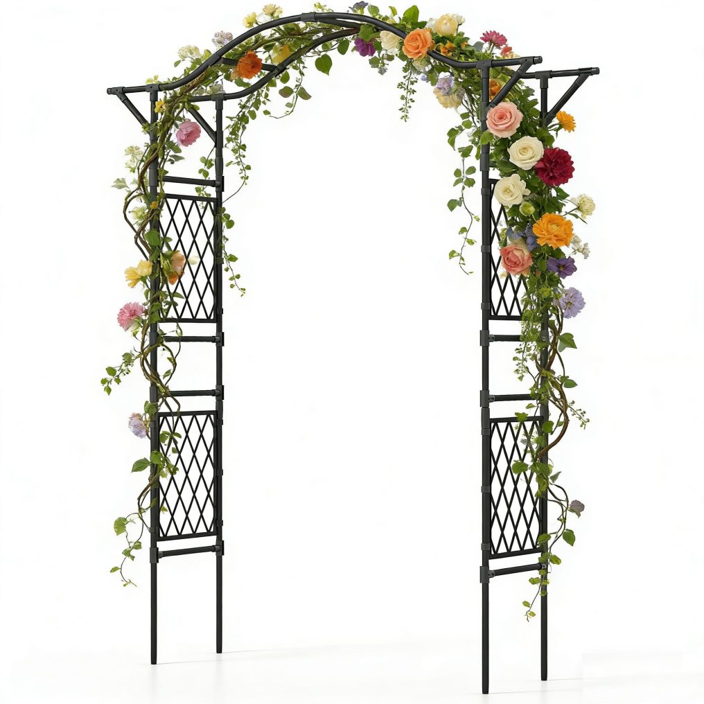 Garden Arch Trellis for Climbing Plants 67" L x 83" H Metal Garden Arch Arbor Trellis