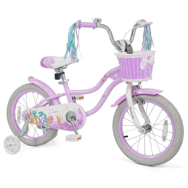 Arlime 12/14/16/18/20 Inch Mermaid Kids Bike Removable Training Wheels