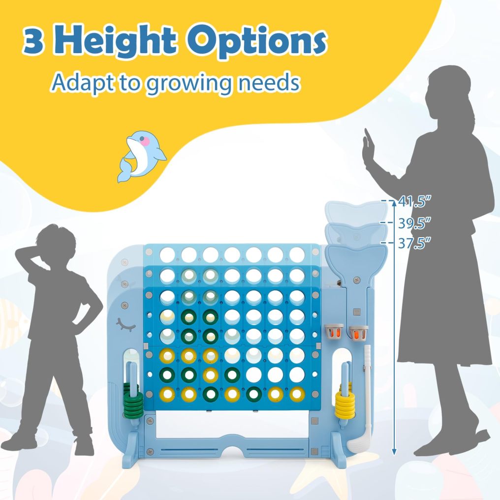 Giant 4-in-a-Row Game Set for Kids and Adults w/ 3 Adjustable Heights