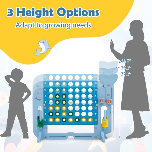 Giant 4-in-a-Row Game Set for Kids and Adults w/ 3 Adjustable Heights