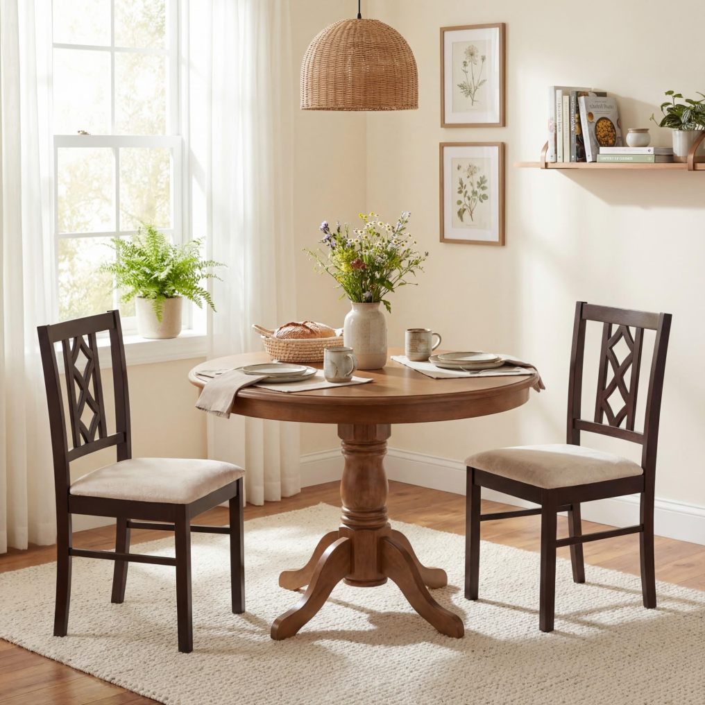 Arlime Upholstered Wooden Dining Chairs Set of 2/4 Farmhouse Armless Kitchen Side Chairs
