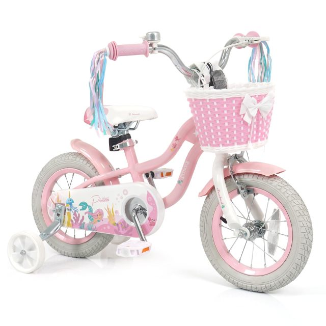 Arlime 12/14/16/18/20 Inch Mermaid Kids Bike Removable Training Wheels