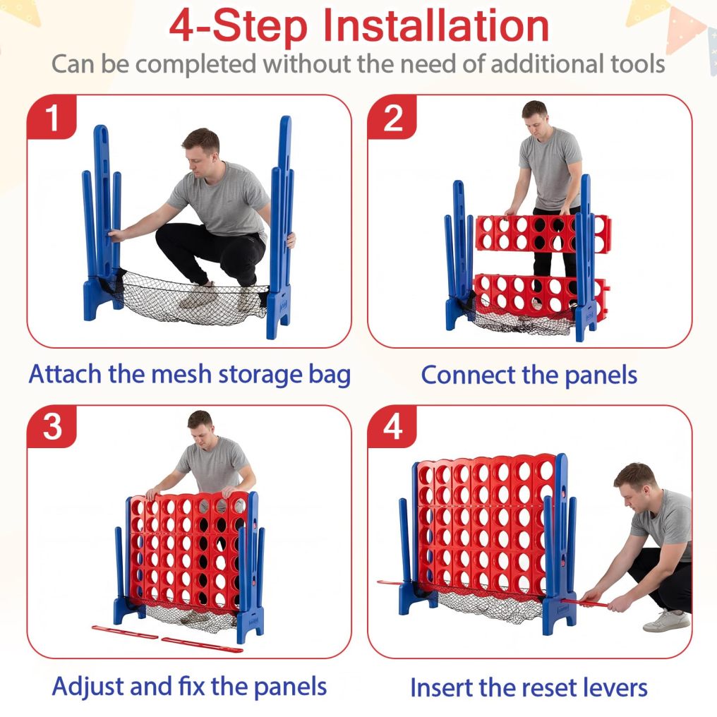 Arlime Giant 4-in-a-Row Game Set Jumbo 4-to-Score for Kids and Adults