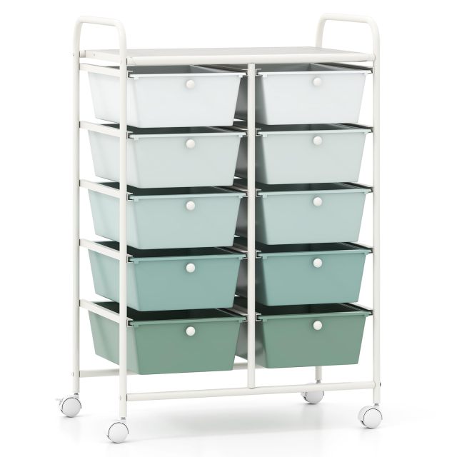 Arlime 10 Drawer Rolling Storage Cart Mobile Utility Cart