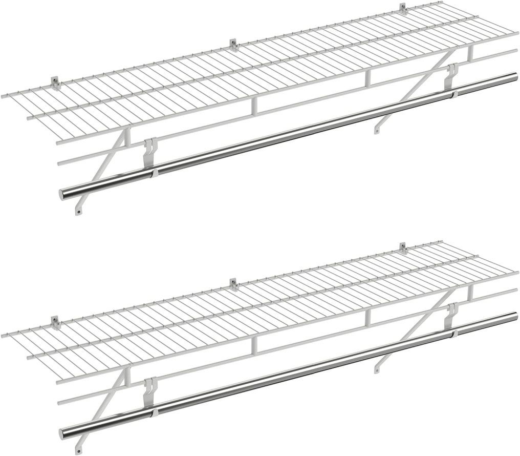 Closet Shelves Wall Mounted Closet Shelf with Hanging Rod (1/2/3/4)