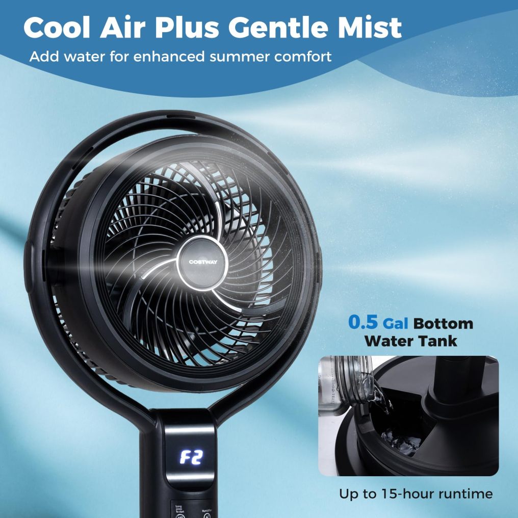 Arlime Misting Pedestal Fan Air Circulator 90° Auto Oscillation 26"-39" Adjustable Height