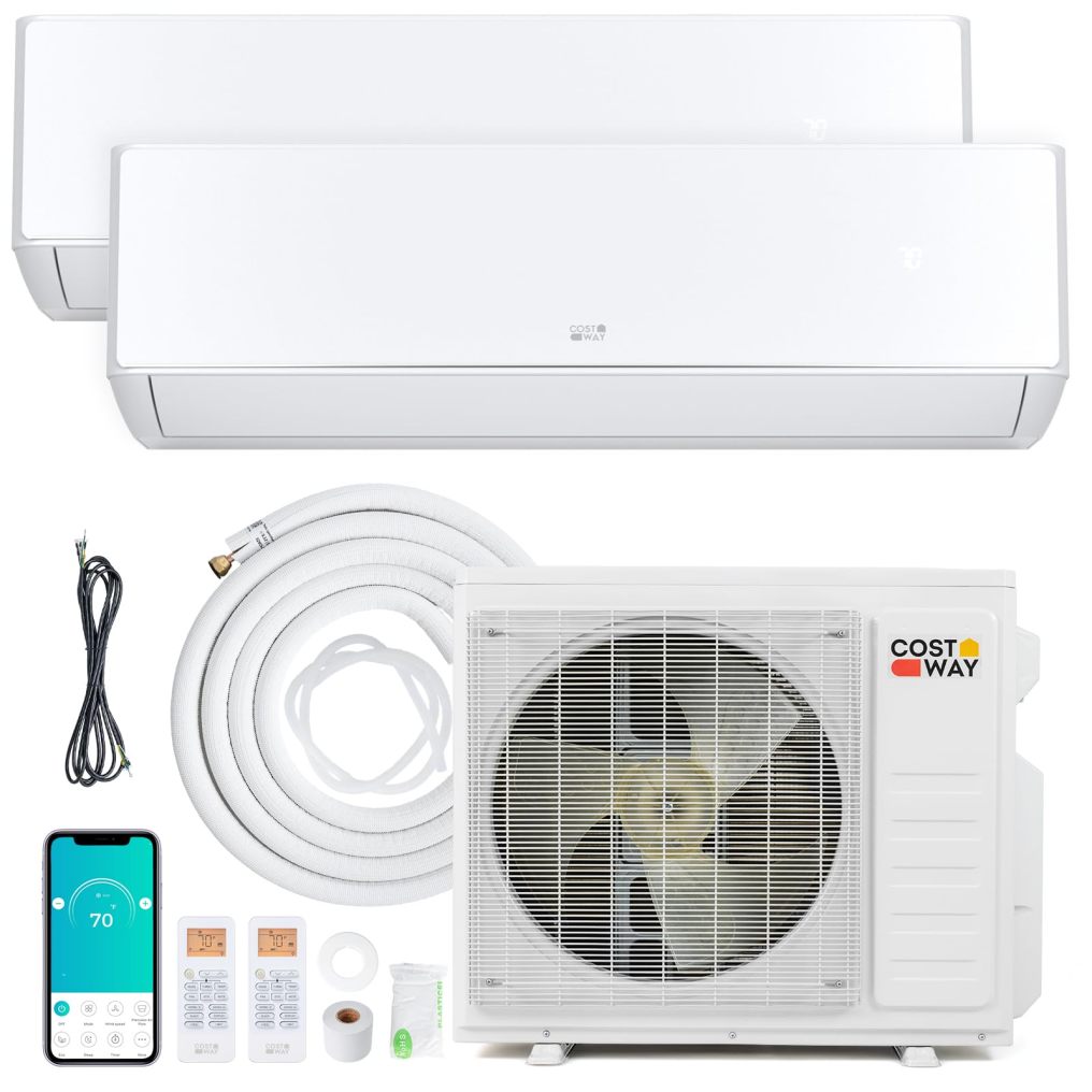 Arlime 27k Dual 2 Zone Mini Split Air Conditioner | 24 SEER2 208/230V Inverter AC w/Heat Pump & Pre-Charged Condenser
