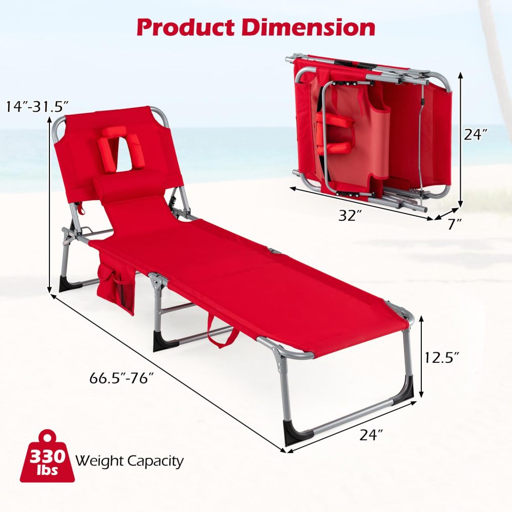 Arlime Tanning Chair with Face Hole Folding Beach Lounge Chair