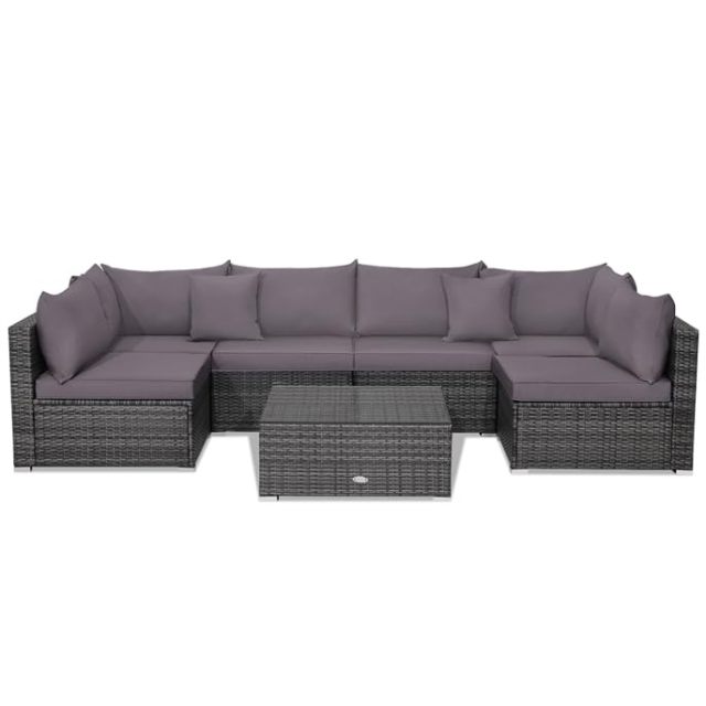 7-Piece Outdoor Patio Furniture Set Rattan Sectional Sofa Set