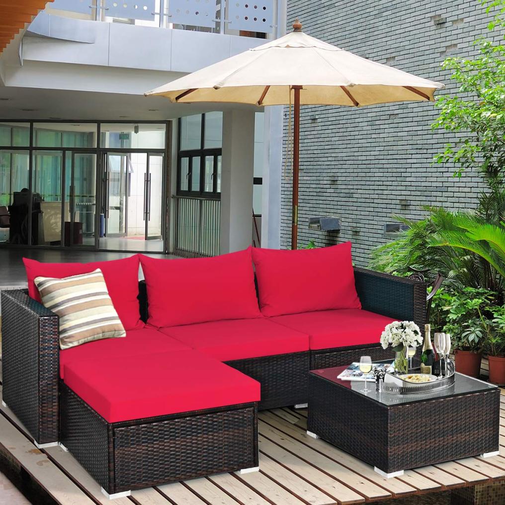 5-Piece Outdoor Patio Furniture Set with Coffee Table