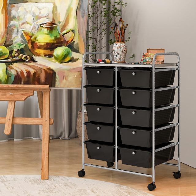 Arlime 10 Drawer Rolling Storage Cart Mobile Utility Cart