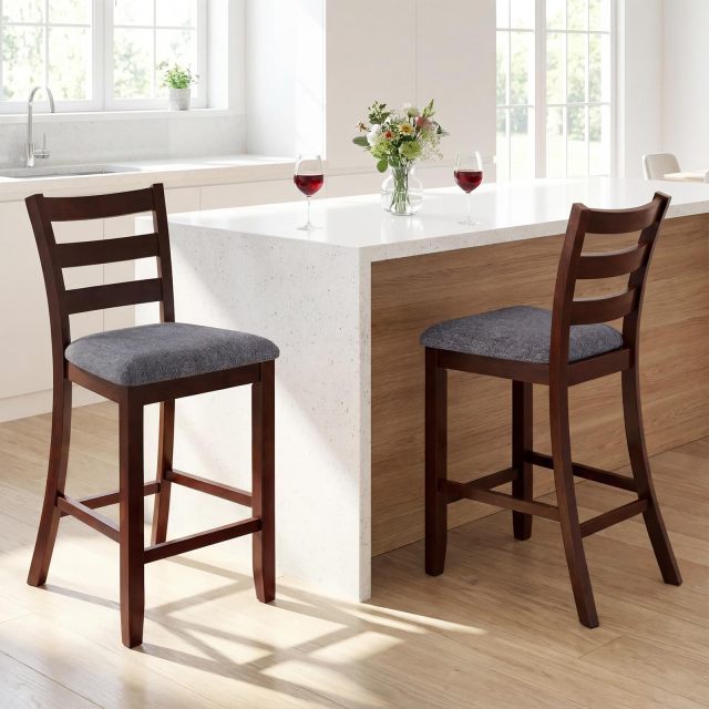 Arlime Bar Stools Set of 2/4 26'' Upholstered Counter Height Barstools