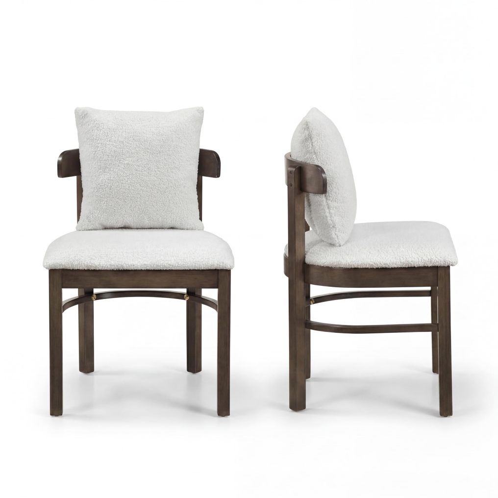 Arlime Upholstered Wood Dining Chairs Set of 2/4 | Farmhouse Fabric Armless Kitchen Seats with Curved Back