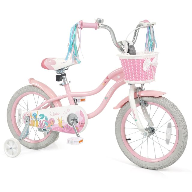 Arlime 12/14/16/18/20 Inch Mermaid Kids Bike Removable Training Wheels