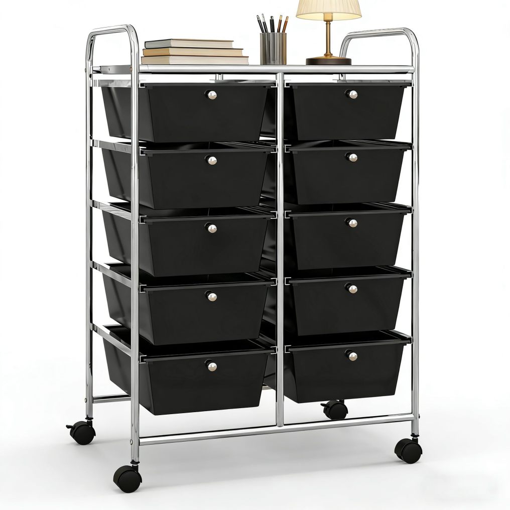 Arlime 10 Drawer Rolling Storage Cart Mobile Utility Cart