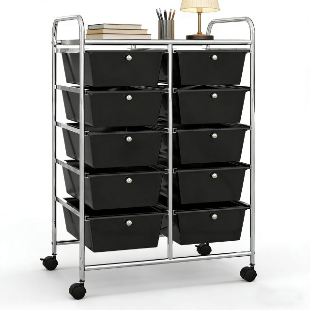Arlime 10 Drawer Rolling Storage Cart Mobile Utility Cart