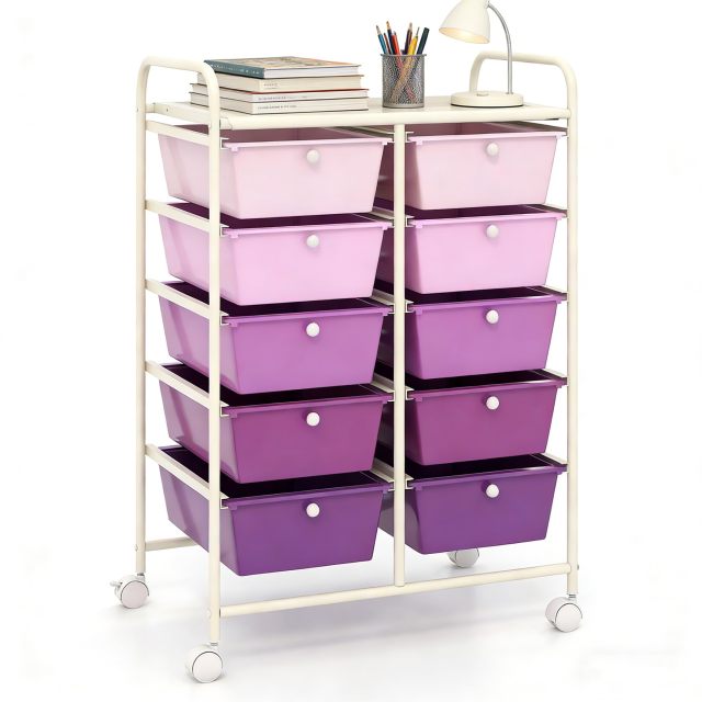 Arlime 10 Drawer Rolling Storage Cart Mobile Utility Cart