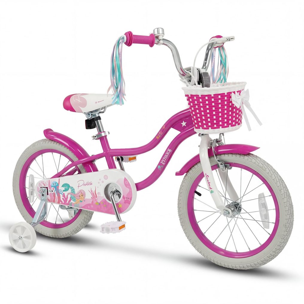 Arlime 12/14/16/18/20 Inch Mermaid Kids Bike Removable Training Wheels