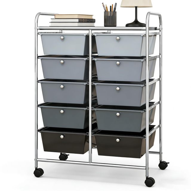 Arlime 10 Drawer Rolling Storage Cart Mobile Utility Cart