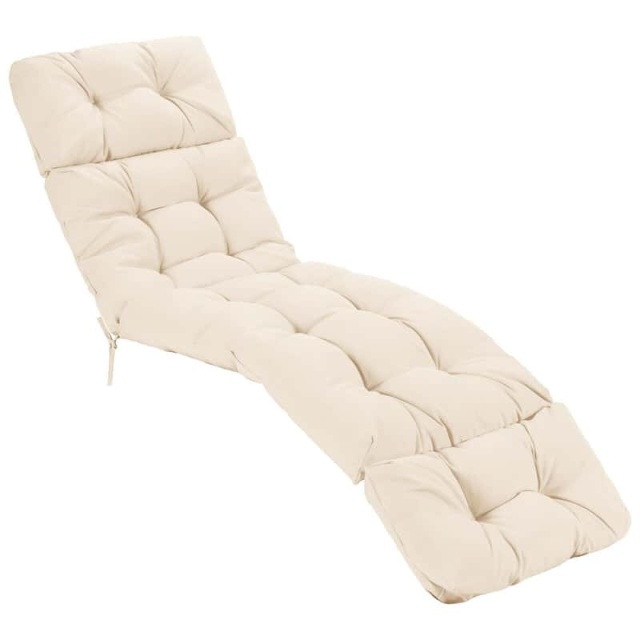 73" Thick Waterproof Outdoor Chaise Lounge Cushion with String Ties, All-Weather Patio Recliner Chair Pad for Poolside, Garden & Indoor Use