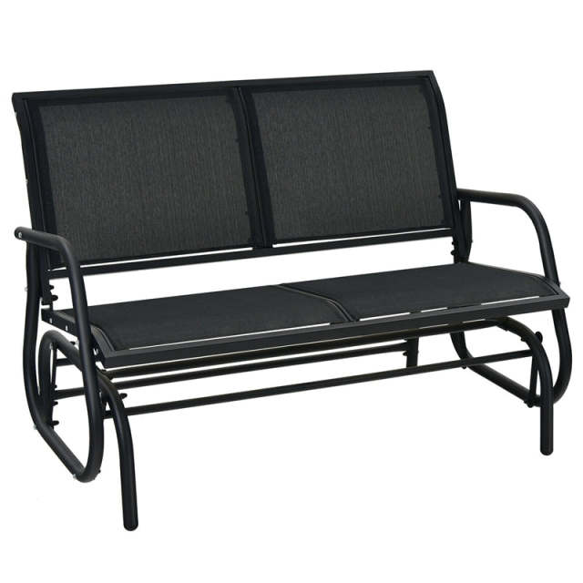 48" 2 Person Outdoor Swing Glider Bench, Patio Double Rocking Loveseat Chair with Breathable Fabric & Steel Frame for Porch, Garden, Backyard