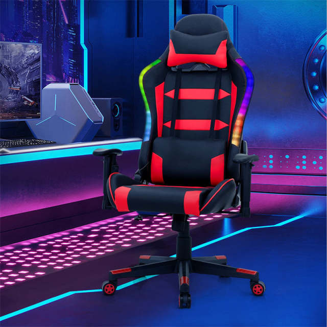 RGB Gaming Chair Ergonomic Video Game Chair High Back Computer Chair with LED Lights, Adjustable Headrest & Lumbar Support